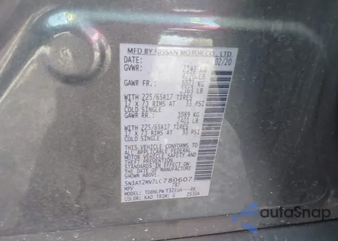 2020 Nissan Rogue S Intelligent Awd from USA, damaged, VIN 5N1AT2MV7LC780607